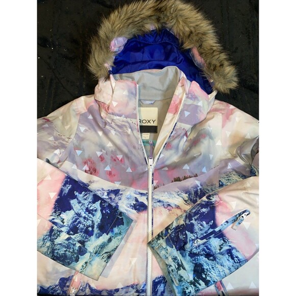 Roxy Girls Ski Jacket Size 16 XXL Color Pink/Blue/Purple/White Print - Picture 3 of 11